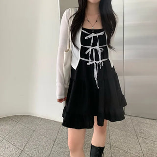 Cropped Tie Ribbon Cardigan