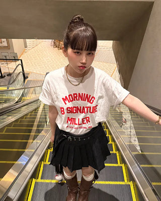 morning lettering half-sleeve T-shirt