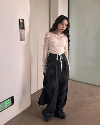Lace long-sleeve T-shirt