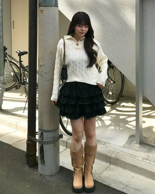 Suede fur long boots