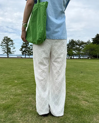 Flower Diamond Punching Easy Pants