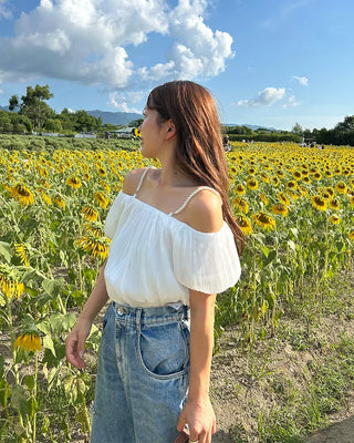Pearl puff blouse