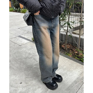 Washed denim pants