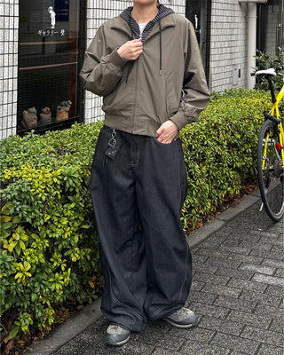 (Unisex) Color-block balloon denim pants
