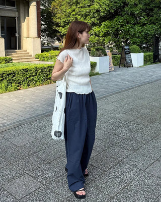 Pleated Wave Half Sleeve T-Shirt