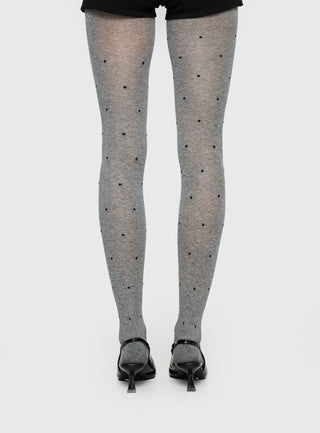 Coretta Tights Grey  Black Polka