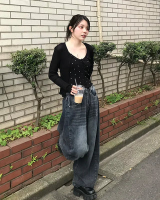 Knit sleeveless cardigan set