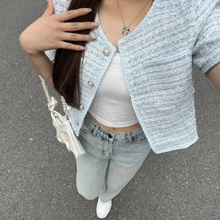 Tweed short-sleeved jacket