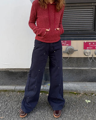 Side Yoke Wide Cotton Pants