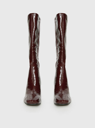 Alexx Knee High Boots Burgundy