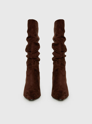 Such A Charmer Faux Suede Scrunch Boot Chocolate