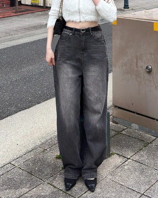 Oversized wide denim pants