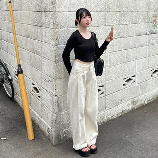 U-neck cropped T-shirt