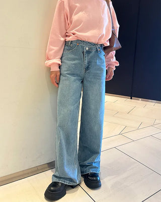 Asymmetrical denim pants