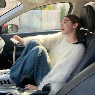 Fluffy Boat Neck Knit
