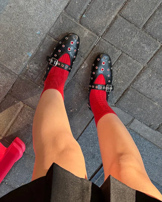 Perforated Mary Jane Flat Shoes