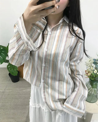 One-pocket multi-stripe shirt