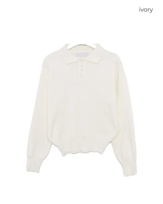 Half-button collar knit