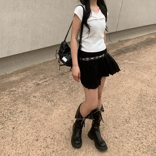 Wrinkle Shirring Mini Skirt