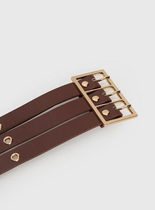Dusk Dipped Layered Belt Brown  Gold