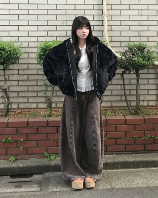 Oversized fur blouson