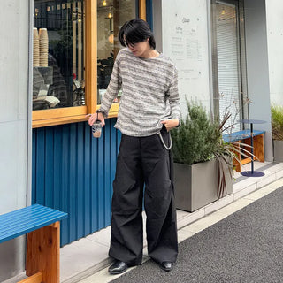 (Unisex) Striped Linen Long T-Shirt