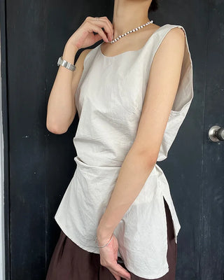 Shirred sleeveless blouse