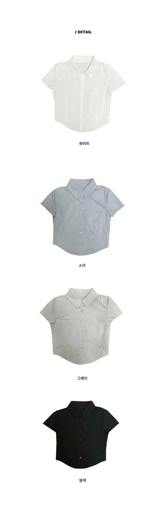 [4 colors] Light Color Crop Shirt