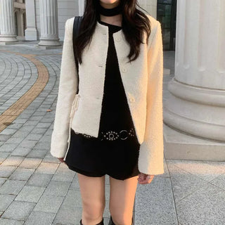 Scarf Choker Off-Shoulder Asymmetrical Long-Sleeve T-Shirt