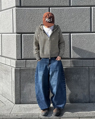(Unisex) Washed Balloon Denim Pants