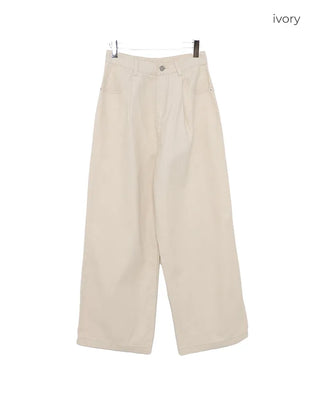 Pintuck Wide Cotton Pants