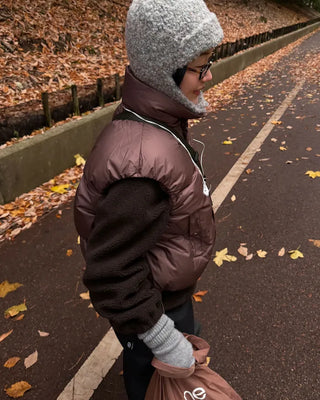 Knit hat with button ear flaps