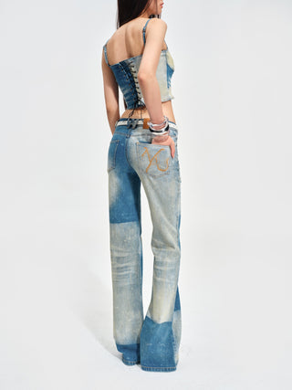 Color-Blocked Equestrian Jeans