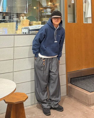 Two-pleat striped slacks