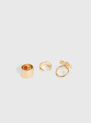 Rosellah Ring Set Gold  Pink