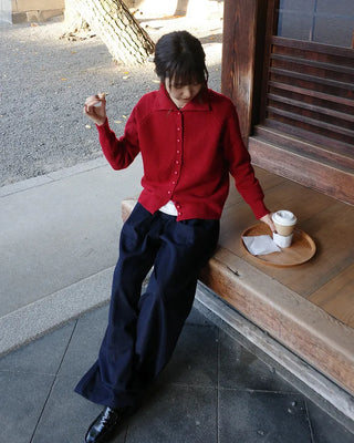 Zip-button knit cardigan