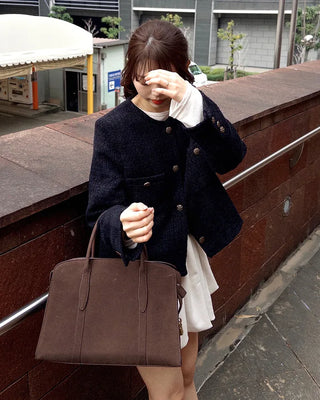 Gold button round tweed jacket