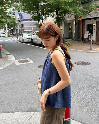 Denim ribbon camisole