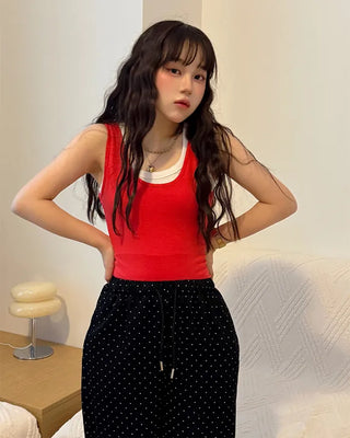 U-neck slim sleeveless dress