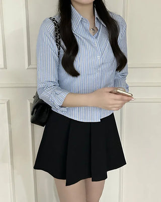 Striped Crop Long Sleeve Shirt