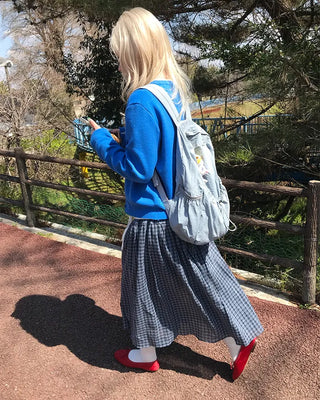 Vintage check midi skirt