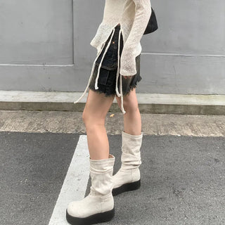 Tassel Wash Cargo Denim Skirt