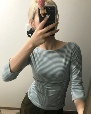 Boat neck striped T-shirt