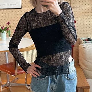 See-through vintage lace knit