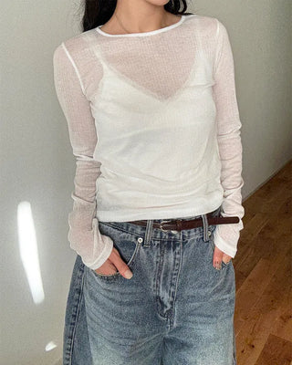 Sheer long-sleeve T-shirt
