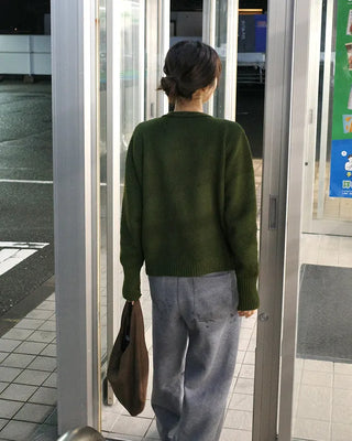 Color Button Knit Cardigan