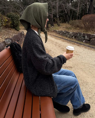 Melange wool loose-fit cardigan