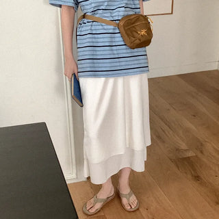 Wrinkle Layered Long Skirt
