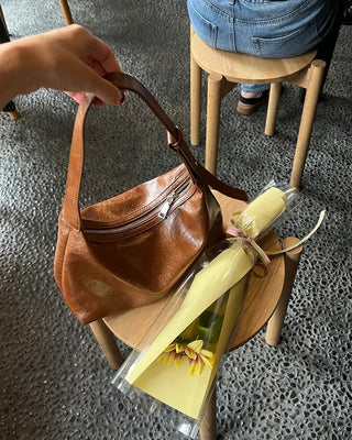 Eco-leather round shoulder bag