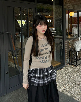 Checked layered skirt